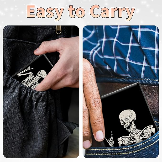 BWEGRHE Slim Credit Card Holder, Skull Skeleton RFID Blocking Metal Wallet - Image 7