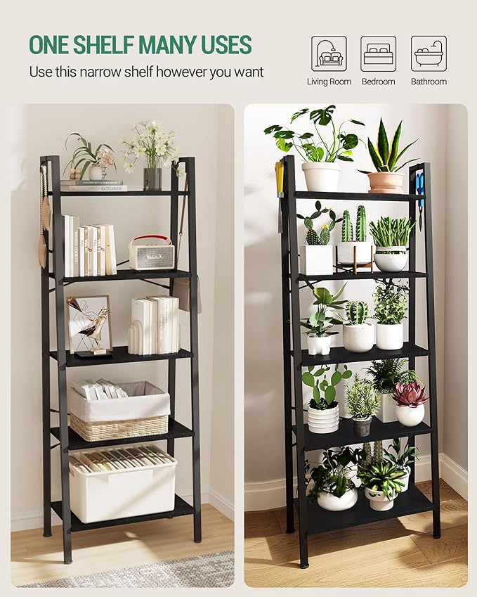 Hzuaneri Ladder Shelf, Bookshelf Bookcase, Freestanding Corner Storage Shelve - Image 4