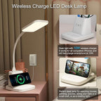 LED Desk Lamp with Wireless Charger, Sailstar White Desk Light with Pen Holder - Image 2