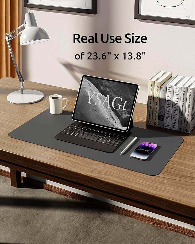 YSAGi Leather Desk Protector, Office Mat, Large Mouse Mat, Non-Slip PU Leather - Image 5