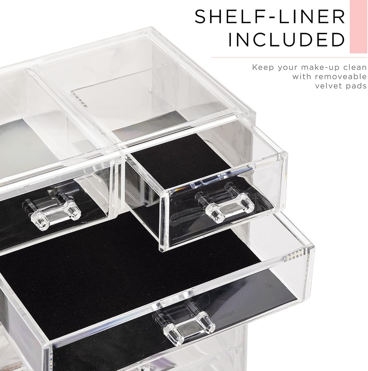 Sorbus Makeup Organizer, 6-Drawer Acrylic 2-Piece Set (Marble Print)