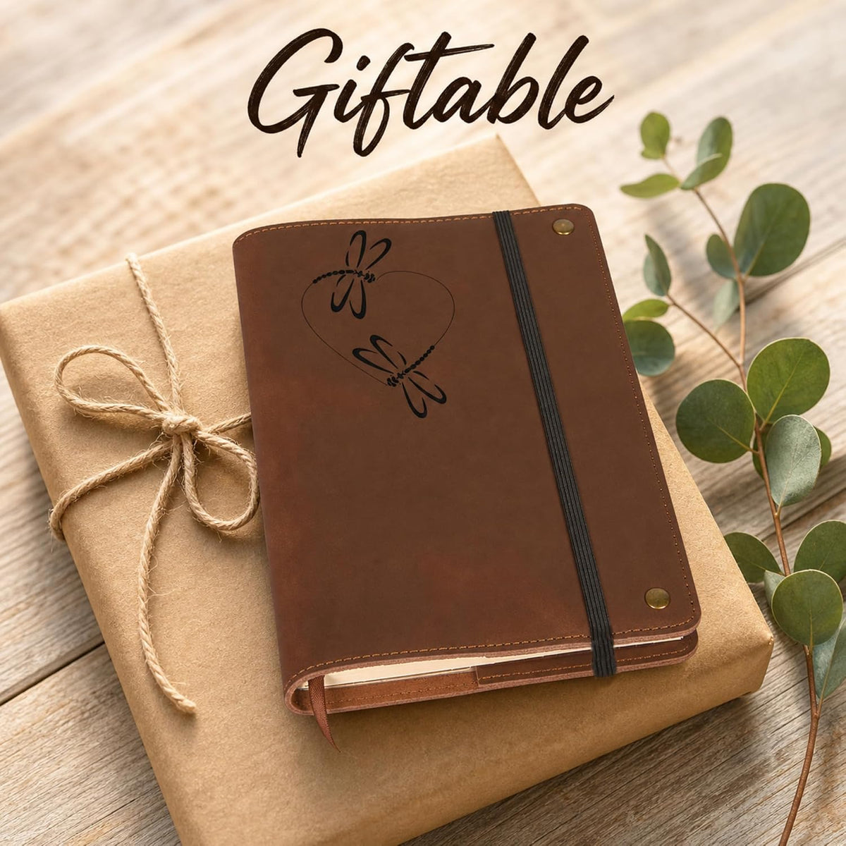 The Amazing Office Dragonfly Heart Real Leather Refillable Journal, Embossed ...
