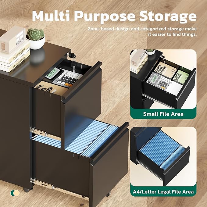 Greenvelly 2 Drawer Mobile File Cabinet - Image 5