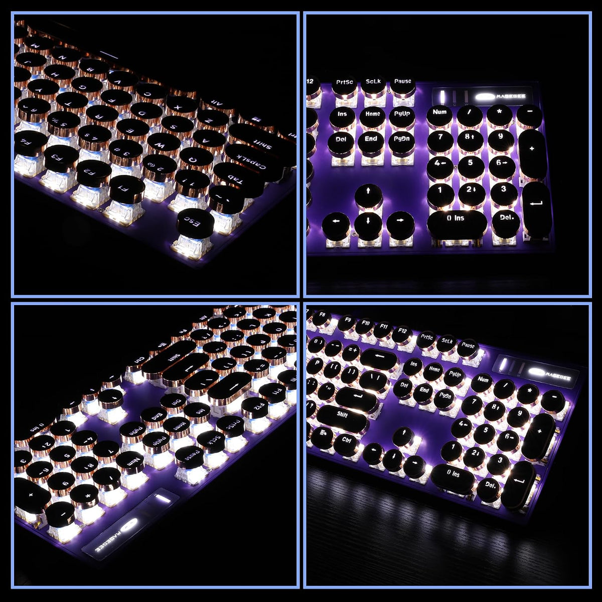 Camiysn Typewriter Style Mechanical Gaming Keyboard, Purple Retro Punk Gaming...