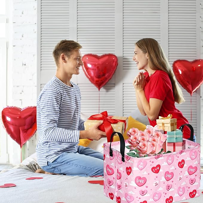 FUULOXE Rectangular Valentines Basket Storage Bin - Image 4