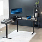 VIVO Electric Mobile Corner 75 x 63 inch 2 Tier Stand Up L-Shaped Desk - Image 2
