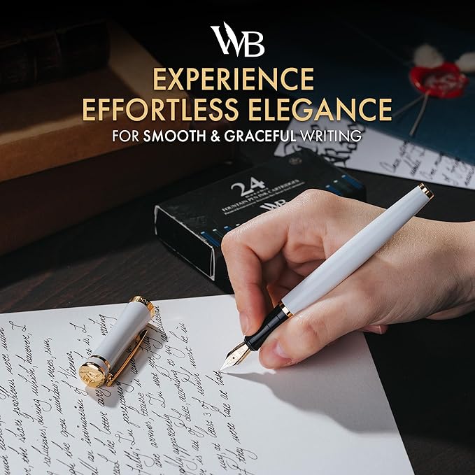 Wordsworth & Black Fountain Pen Set, 18K Gilded Medium Nib, Includes 24 Pack - Image 2