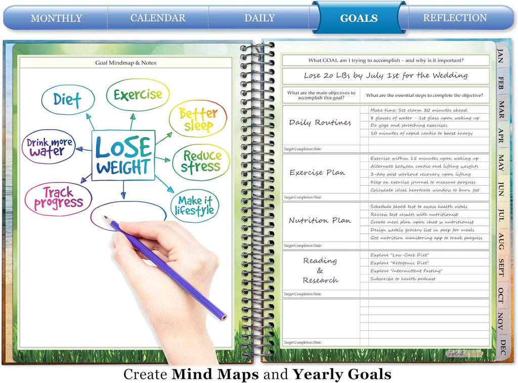Planner 2026-2027 - Daily Weekly and Monthly Calendar with Stickers, Tabs, Pocket & Thick Paper - 15 Month Academic Year - Spiral Bound 8.5x11 Hardcover - A6J7 - Life is Short