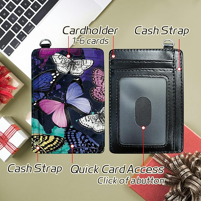 BWEGRHE Small Travel Wallets, Color Butterfly Slim Minimalist Front Pocket - Image 5