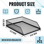 Hicarer 2 Pcs Black Metal Letter Tray Stackable Desk Tray Single Wire Mesh - Image 3