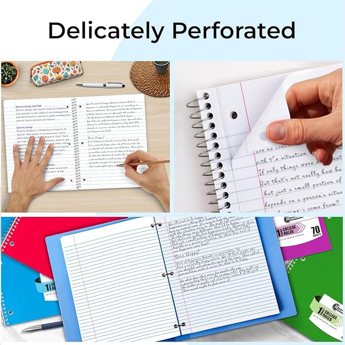 Rosmonde Spiral Notebook, 12 Pack, 1 Subject, College Ruled, 70 Sheets - Image 4