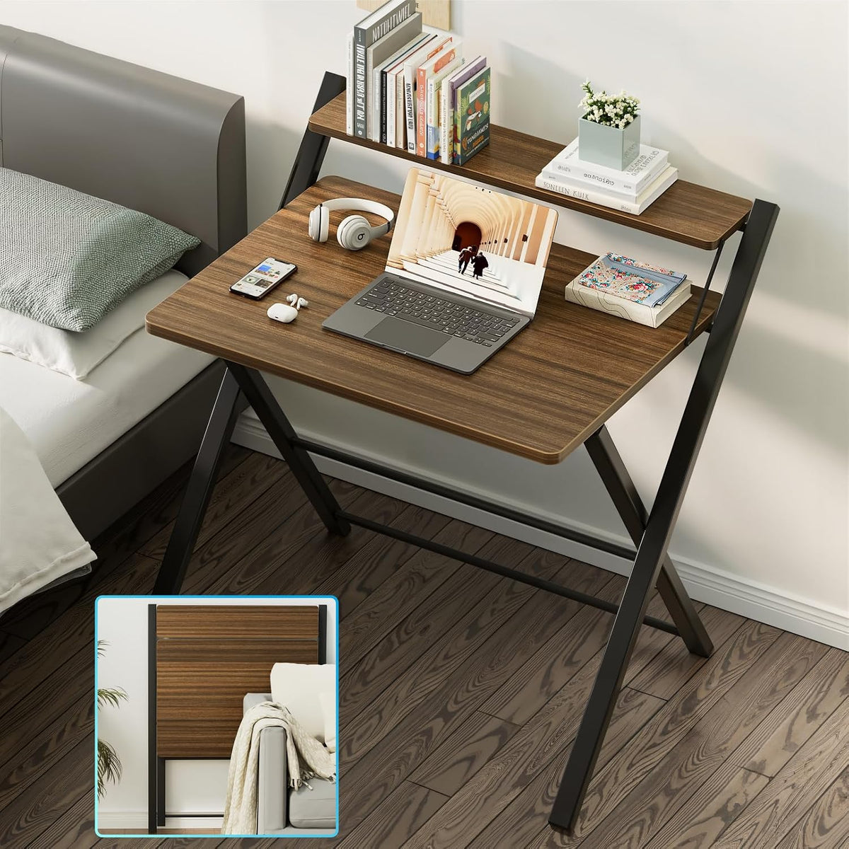 GreenForest Folding Desk No Assembly, Sturdy Computer Desk for Small Spaces