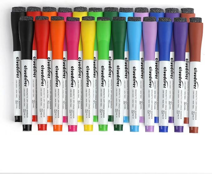 cloudriver Magnetic Dry Erase Markers, 24 Pack Whiteboard Markers by cloudriver