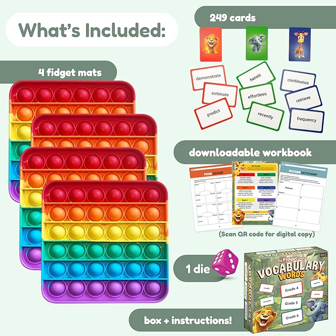 THE FIDGET GAME Vocabulary Words, Flash Card Game, Grade 4-6, Ages 9-12 - Image 2