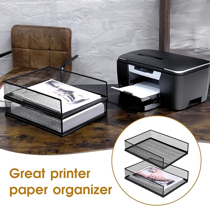 Magazine File Holder, 2 Pack Desk Organizer and Accessories, Metal Paper Tray - Image 7