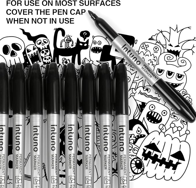INTUNO Permanent Markers, Fine tip, Oil-Based Permanent Markers, Waterproof and - Image 7