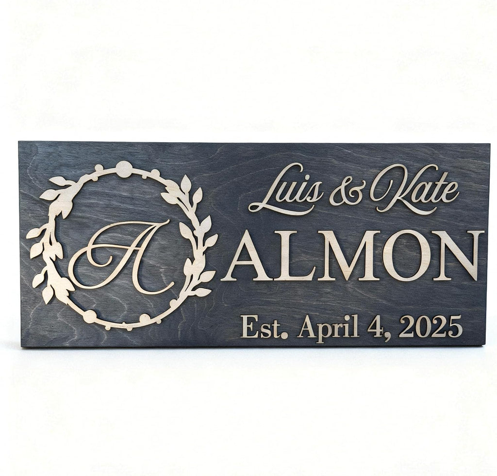 Custom Family Name Sign | Personalized Wooden Wedding Gift | Rustic Last Name