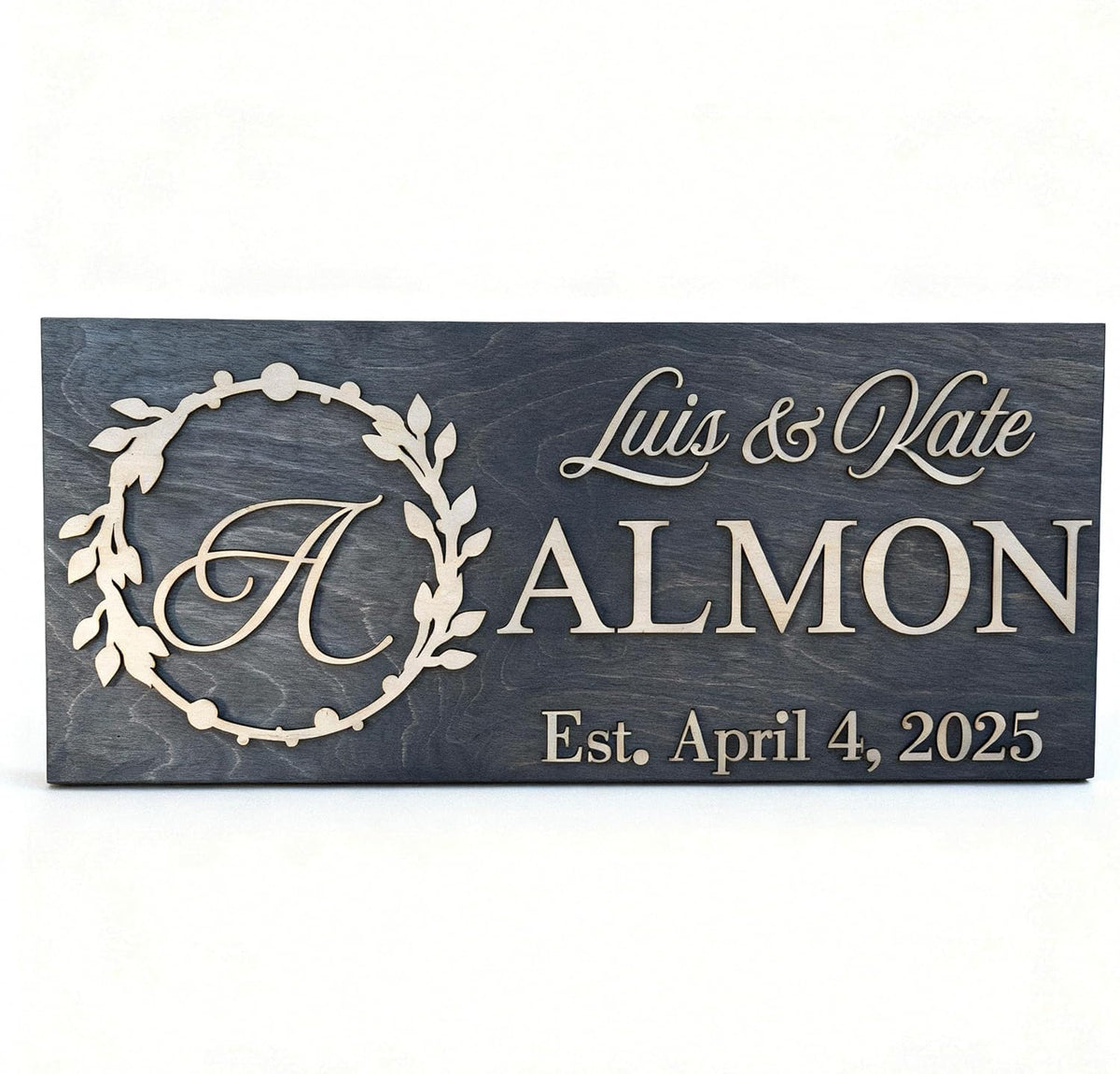 Custom Family Name Sign | Personalized Wooden Wedding Gift | Rustic Last Name