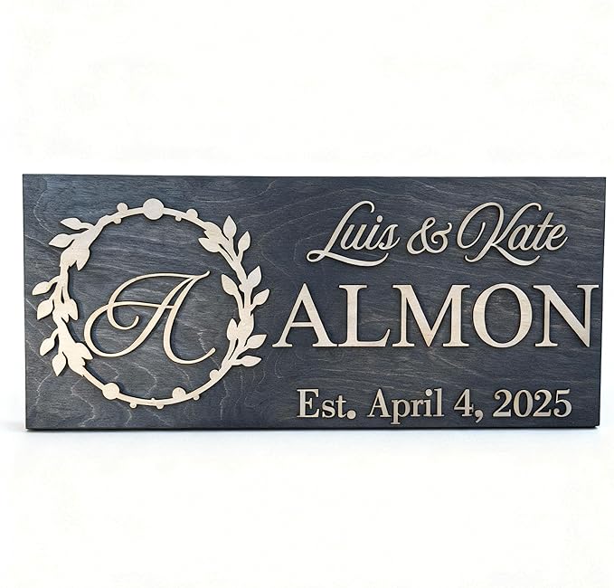 Custom Family Name Sign | Personalized Wooden Wedding Gift | Rustic Last Name by WoodHarmonyUS