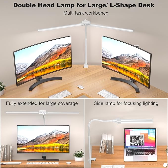 KableRika Desk lamp, Double Head LED Desk Lamp - Image 2