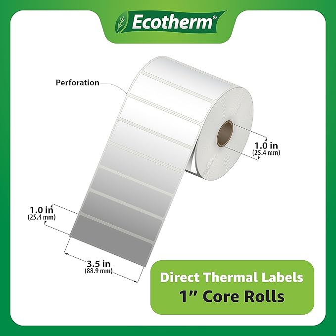 3.5" x 1" Thermal Labels | 4 Rolls | 5360 Labels | fits Zebra, Offnova Thermal - Image 3