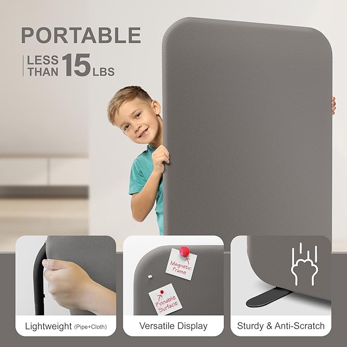 DECOLAB Standing Room Divider Panel, Portable Room Separation Partition - Image 4