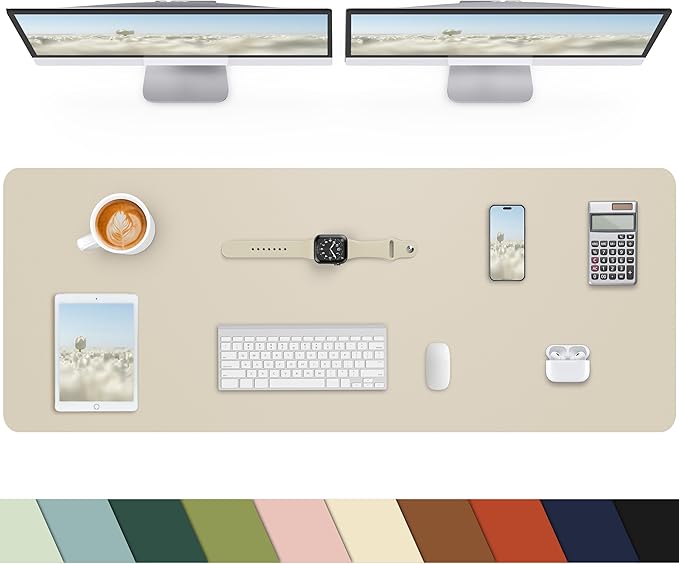 Leather Desk Pad Protector, Office Desk Mat, Large Mouse Pad, Non-Slip Desk by cebowa