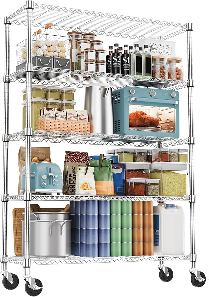 M MZG 5 Tiers Shelf 1750 lbs Steel Storage Shelving Utility Shelving Unit Steel by MEIGAOPLASTICANDMETALHKCOLIMITED