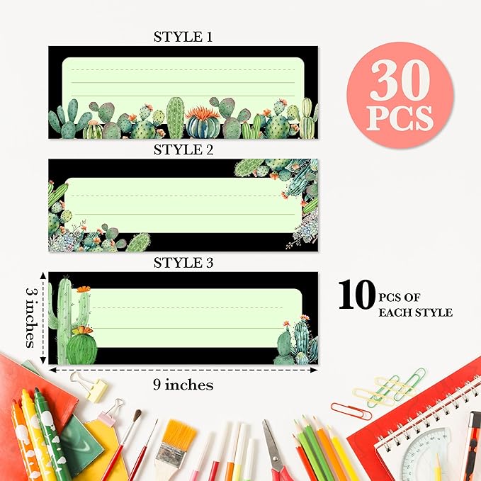 Name Tags for Classroom Desks, Cactus Theme Students Name Plates, Plates Name - Image 2