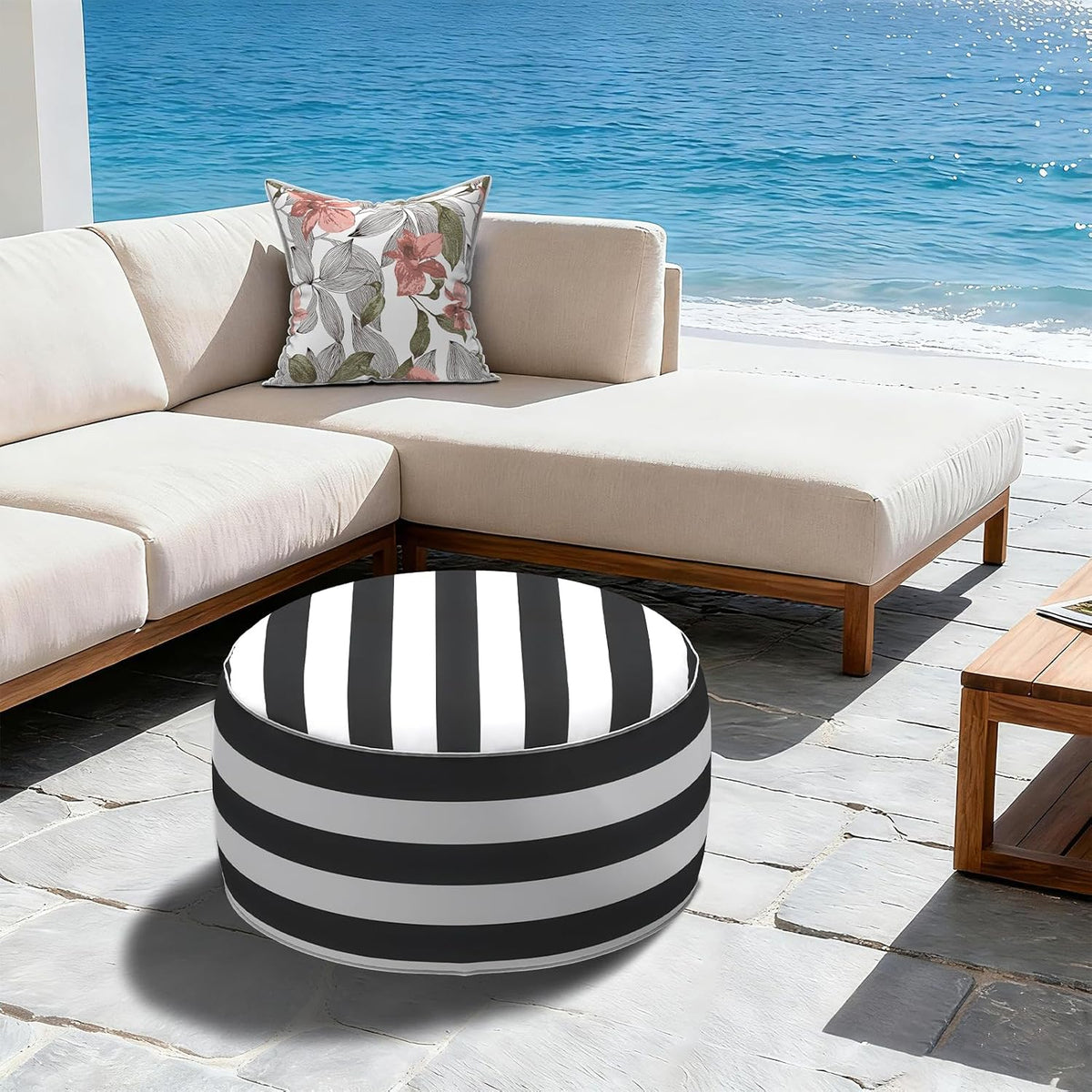 LVTXIII Inflatable Stool Ottoman Footrest with Handle, All Weather Footrest S...