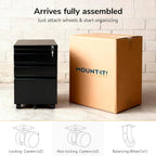 mount-it! 3 drawer file cabinet with lock and, front angle view