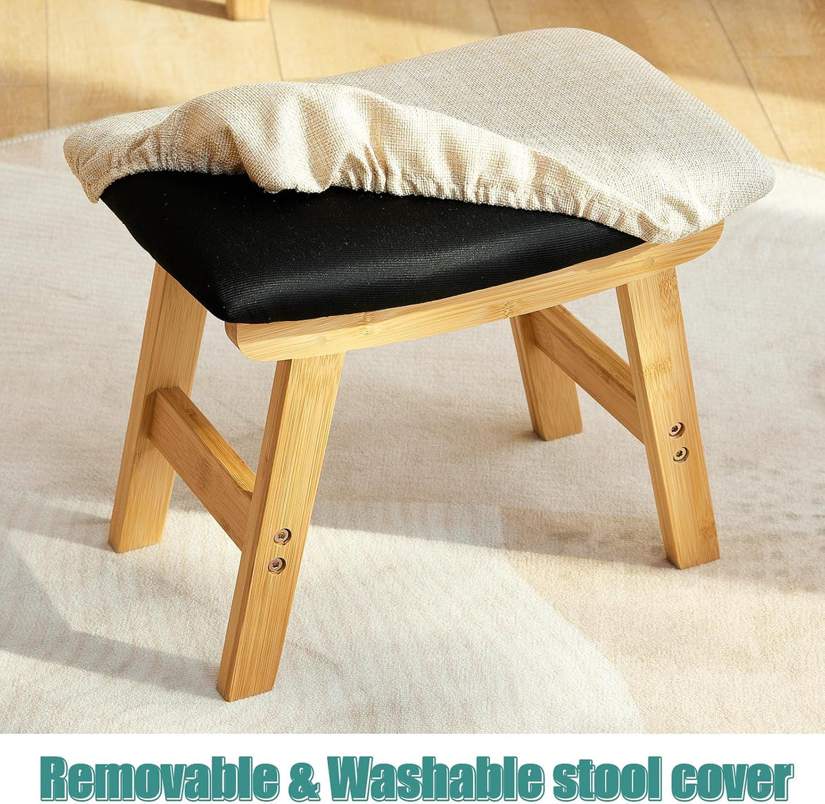 viewcare Foot Stools Ottoman, Small Soft Footrest Ottoman with Wood Legs, Sof...