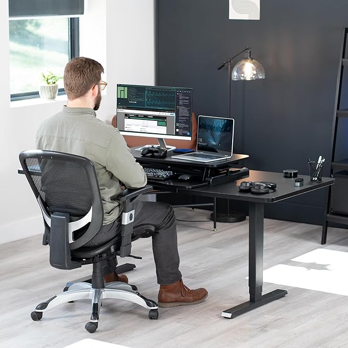 VIVO 32 inch Carbon Fiber Desk Converter, K Series, Height Adjustable Sit to - Image 2