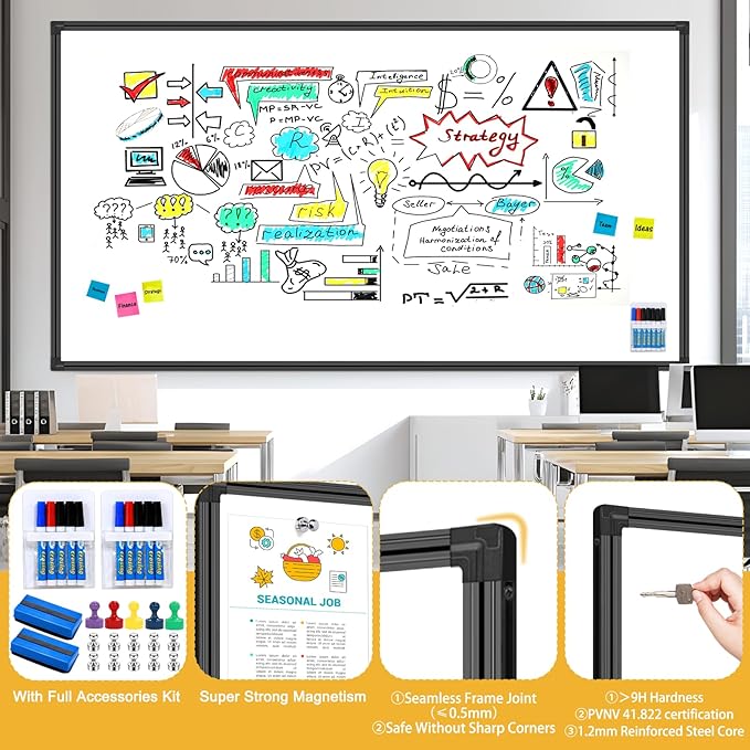 H-Qprobd 8'x4' Whiteboard Commercial-Grade Large Magnetic Dry Erase White Board - Image 5