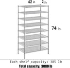 Regal Altair 21" Deep x 42" Wide x 74" Height Wire Shelving Kit | 8-Tier | NSF - Image 3