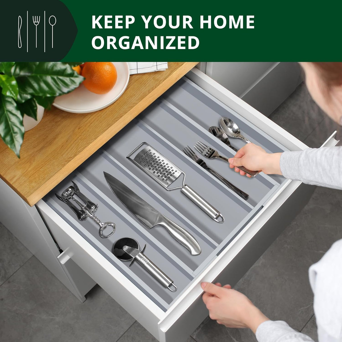 ROYAL CRAFT WOOD Luxury Bamboo Kitchen Drawer Organizer - Silverware Organize...