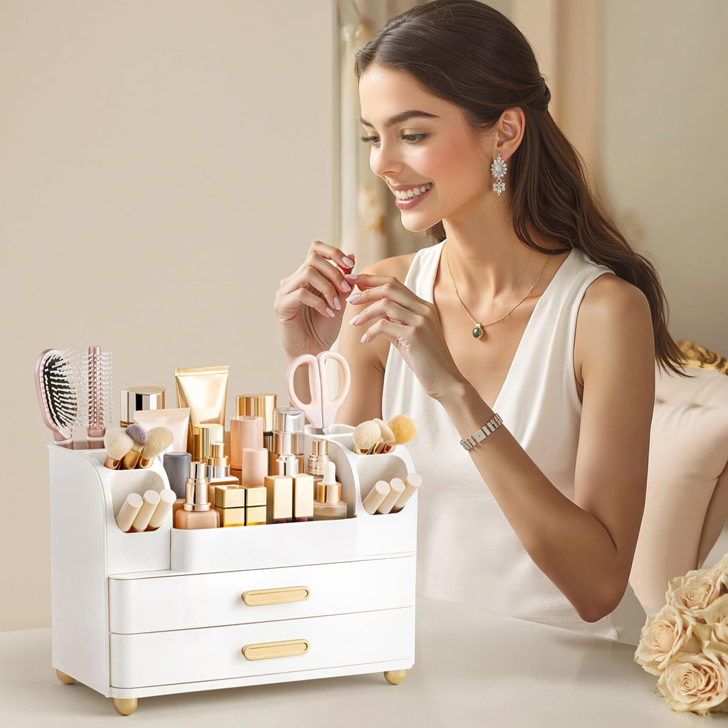 hblife makeup organizer for vanity with brush holder, package contents