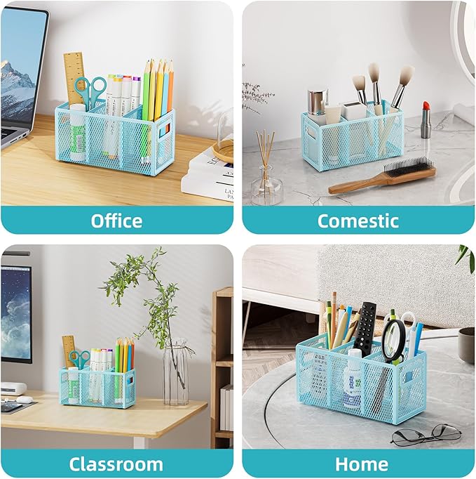 Marbrasse Mesh Pen Holder for Desk, Pencil Holder Desk Organizer 3 Adjustable - Image 6