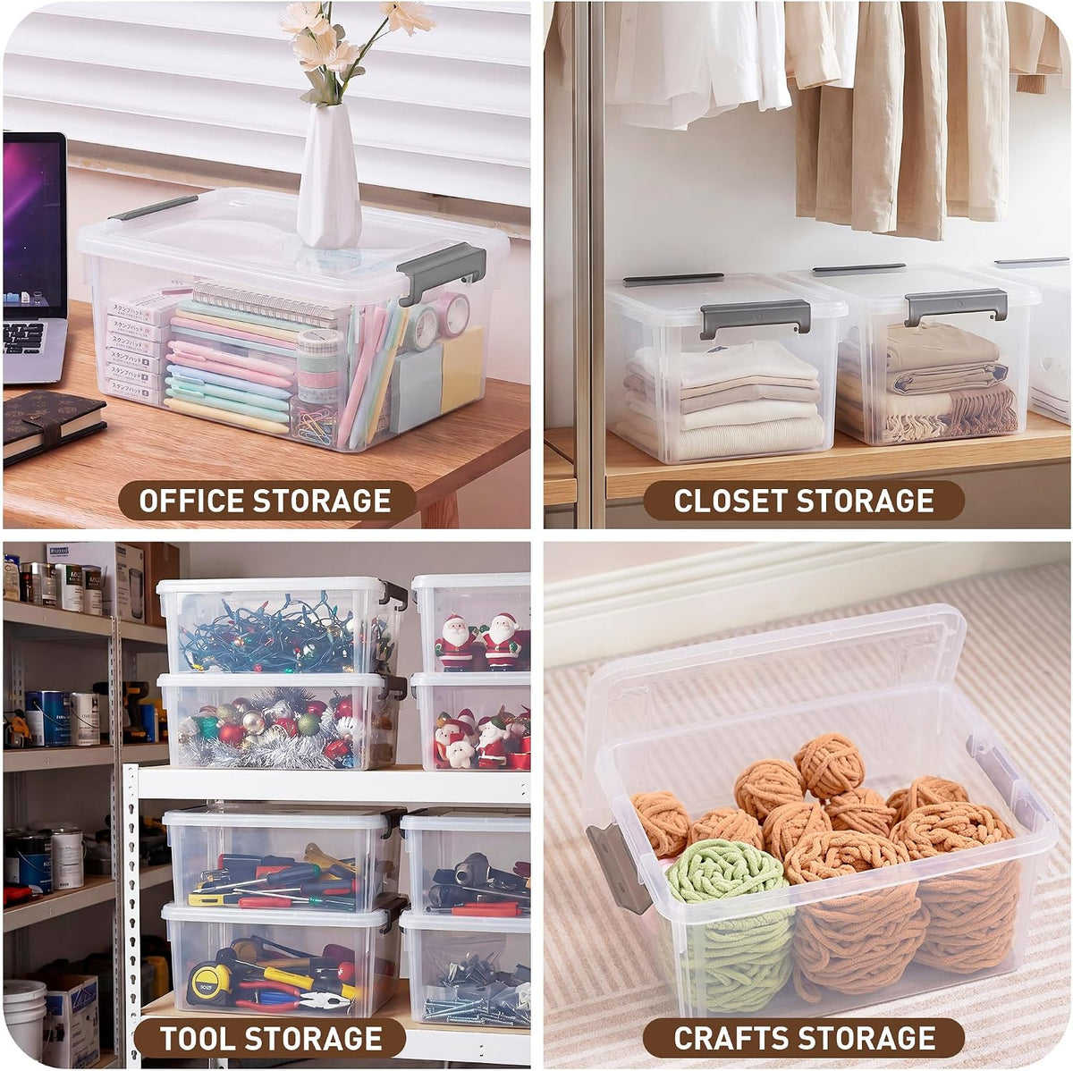 Citylife 2-Pack 17 QT Clear Plastic Storage Bins with Latching Lids