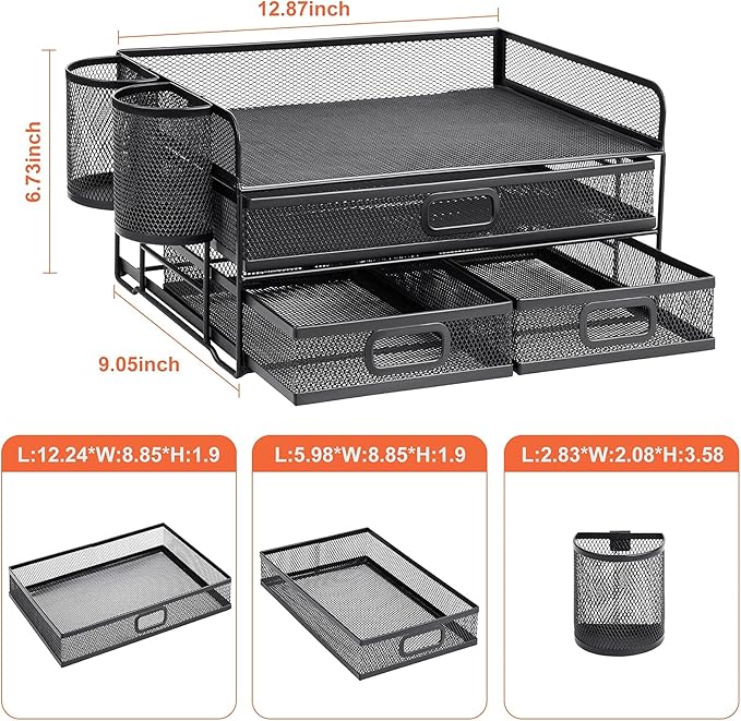 Marbrasse 3 Tier Mesh Desk Organizer - Image 6