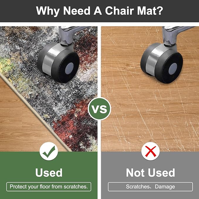 Anidaroel Office Chair Mat for Hardwood Floor, Anti-Slip Computer Chair Mat - Image 4