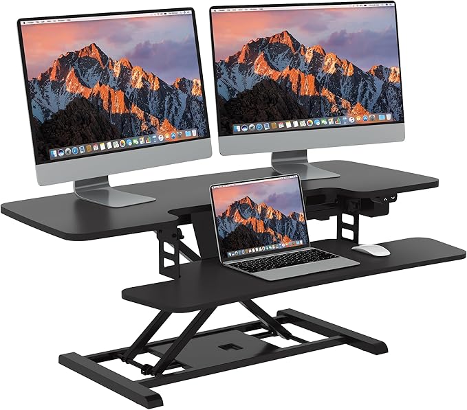 SANODESK 42" Electric Standing Desk Converter, Height Adjustable Riser by sanodesk