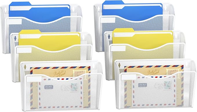 Samstar 6 Pack Mesh Wall Mounted File Holder Metal Wall File Pocket Mail by Samstar