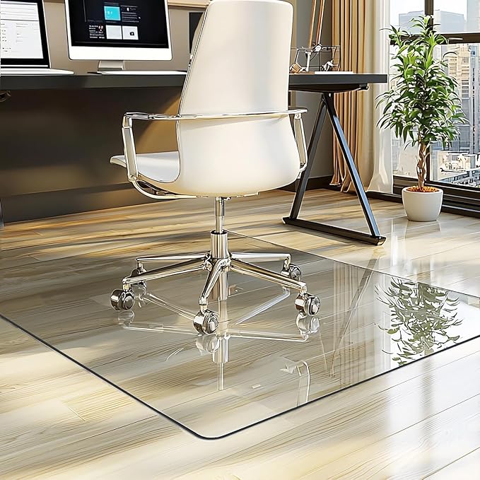 JAMBALAY 55″×46″ Tempered Glass Chair Mat, Heavy Duty Glass Office Floor Mat - Image 9