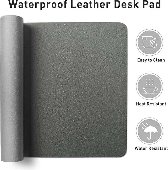 Aothia Leather Desk Protector, Mouse Mat, Non-Slip PU Leather Blotter, Laptop - Image 6