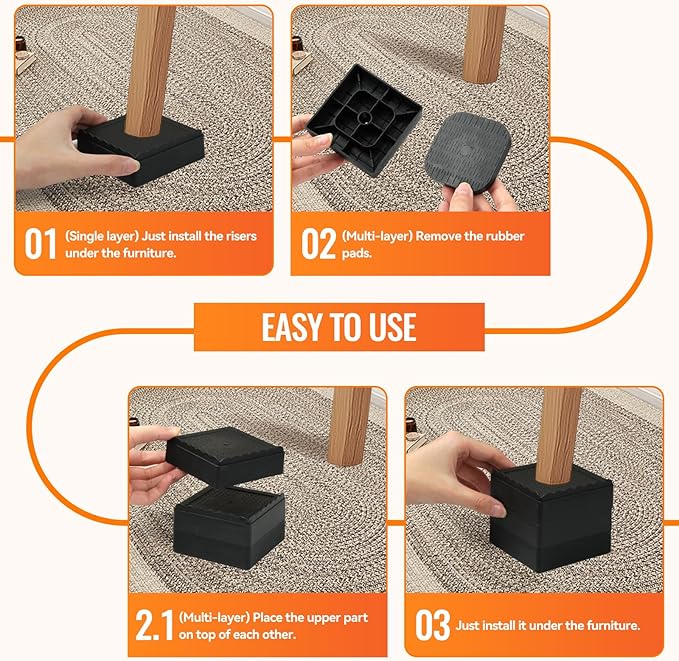 shouwuhho Furniture Risers, 6 Pack Bed Risers - Image 7
