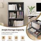 LOKO 4-Tier Bookcase with Storage Drawer, Modern Organizer Display Storage - Image 8