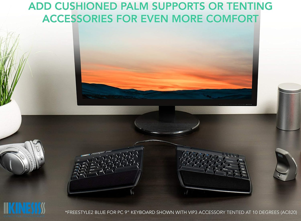 KINESIS Freestyle2 Blue Wireless Ergonomic Keyboard for PC (9" Separatio...