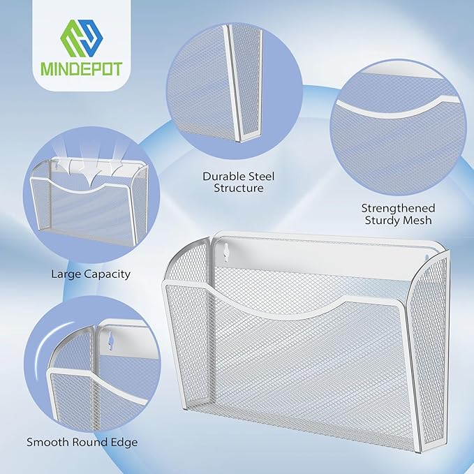 MINDEPOT Wall File Organizer, Hanging Wall Mounted File Folder Binder Holder - Image 3
