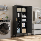 bevivog 71" metal storage cabinet, tall utility closet shown in use